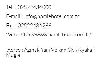 Hamle Hotel iletiim bilgileri